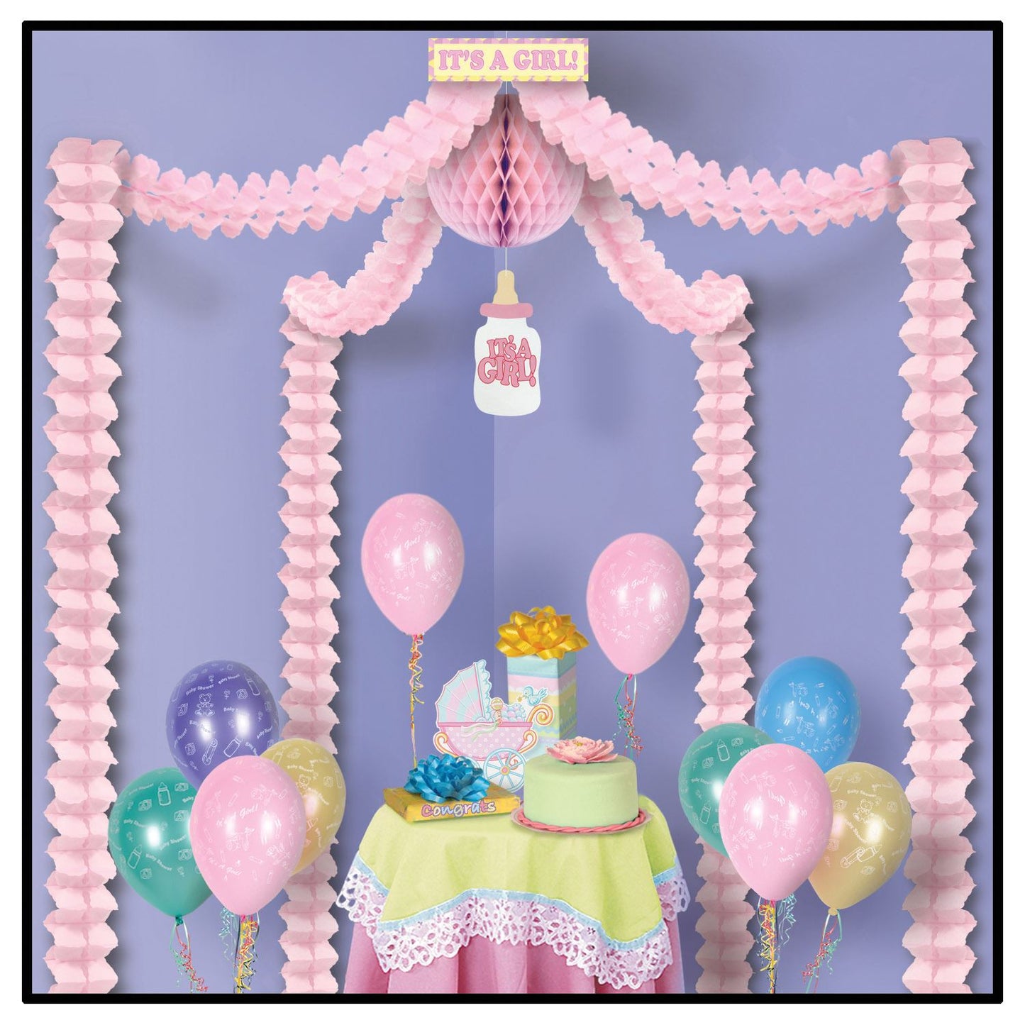Beistle It's A Girl Party Canopy - Baby Shower | Party Supply | Decoration