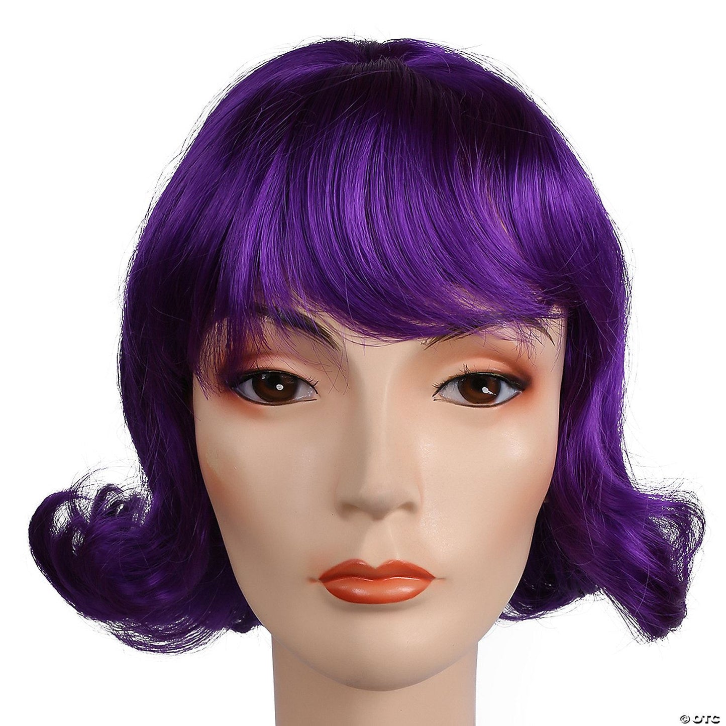 Womens Purple 60s Short Lucy Flip Wig | Purple-Dark