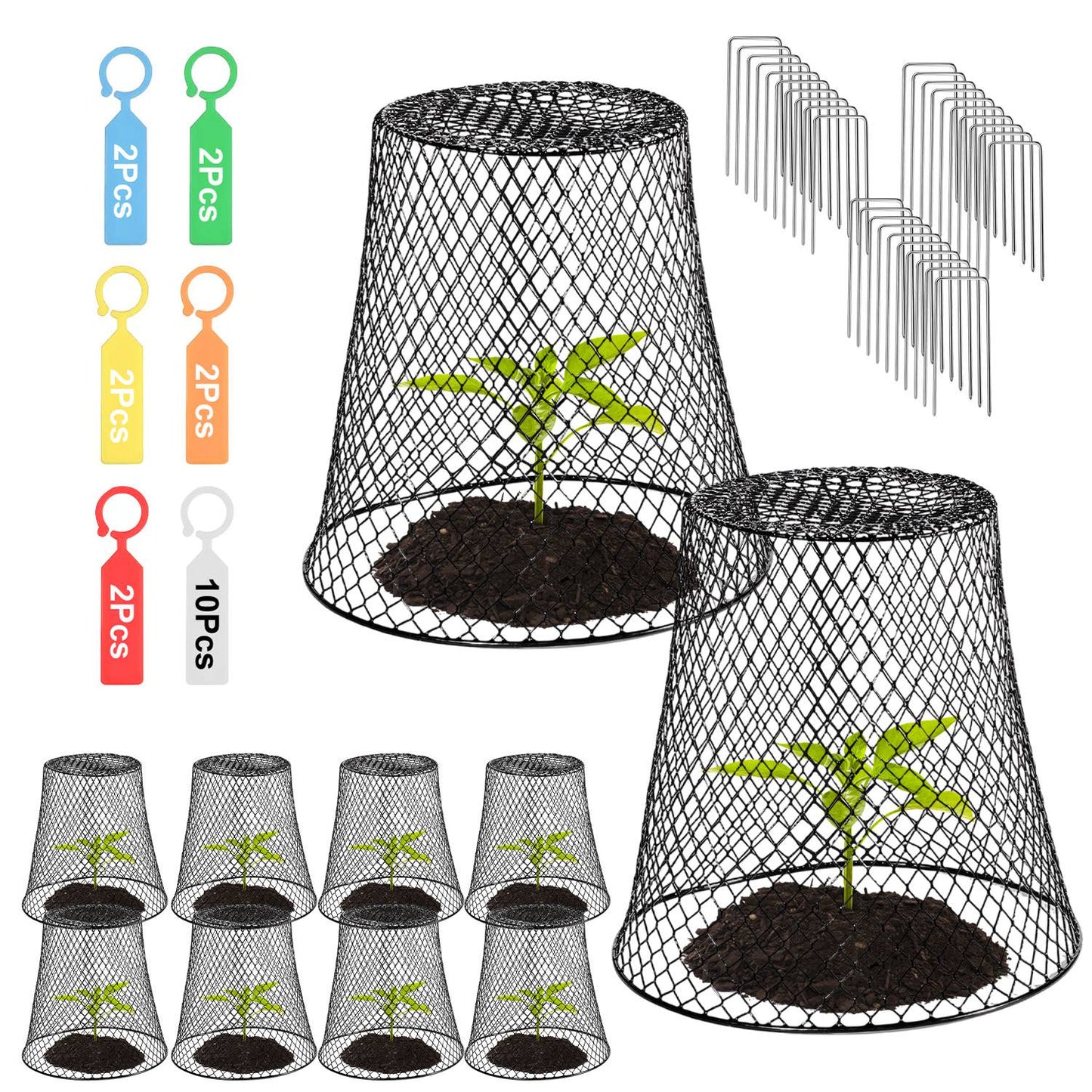 10Pack 9.25x9.25in Chicken Wire Cloches Plant Covers Metal Garden Cages Heavy