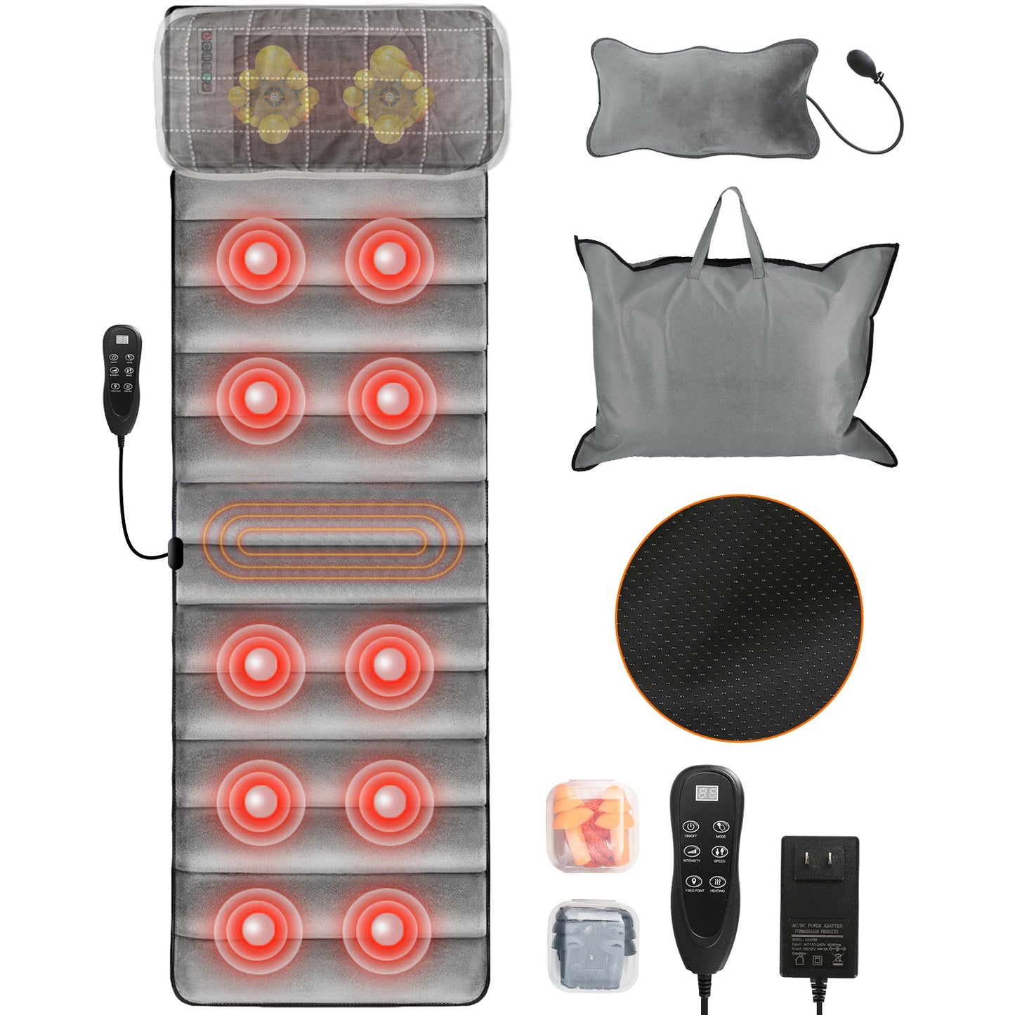 Full Body Electric Massage Mat with Heat Vibration Massage Pad Cushion Back 0692