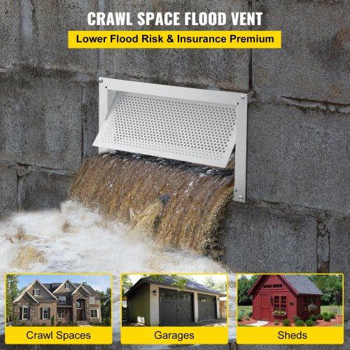 Flood Vent 8" Height x 16" Width x 2" Depth Foundation Flood Vent to Reduce