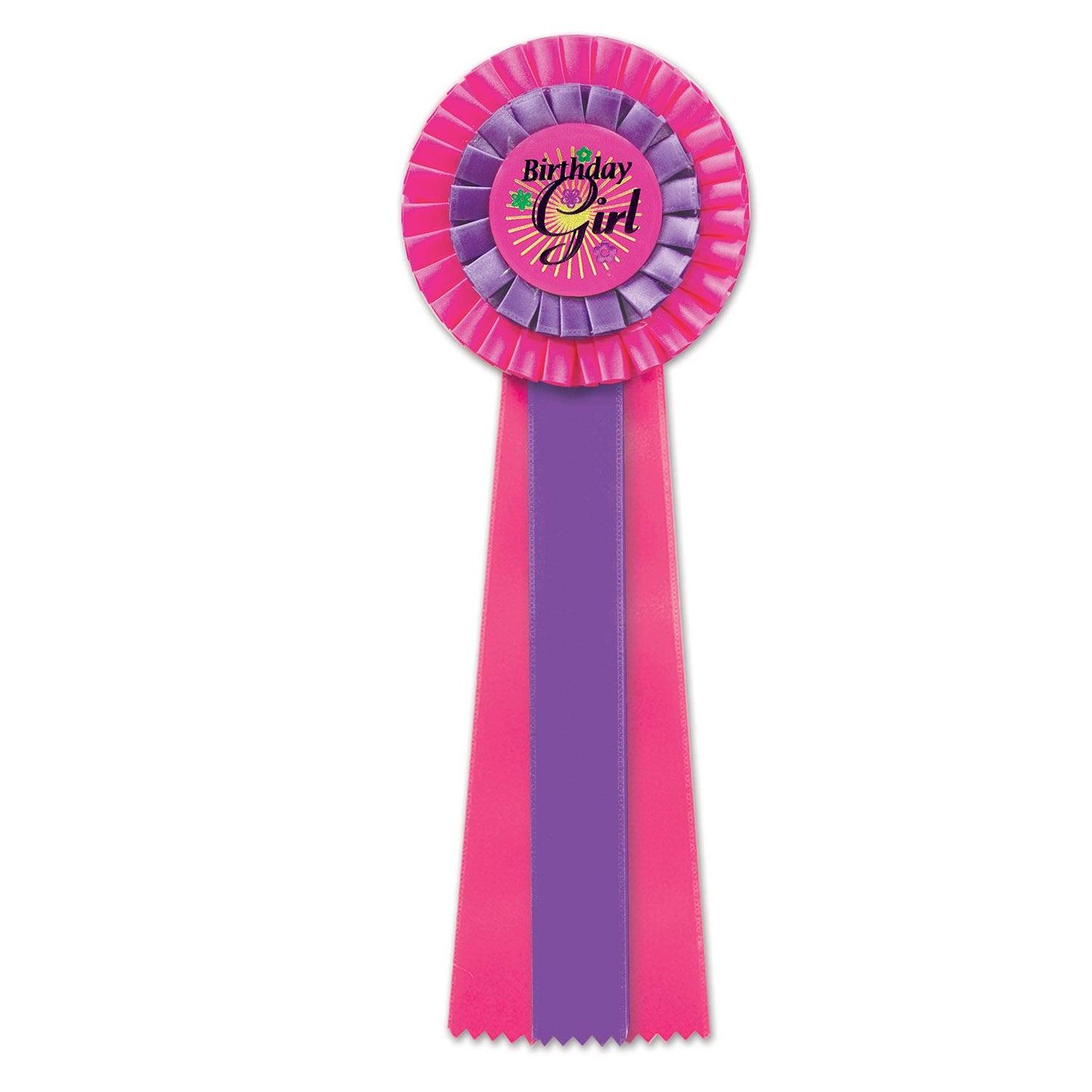 Beistle Fuchsia Birthday Girl Deluxe Rosette Ribbon | Party Supply