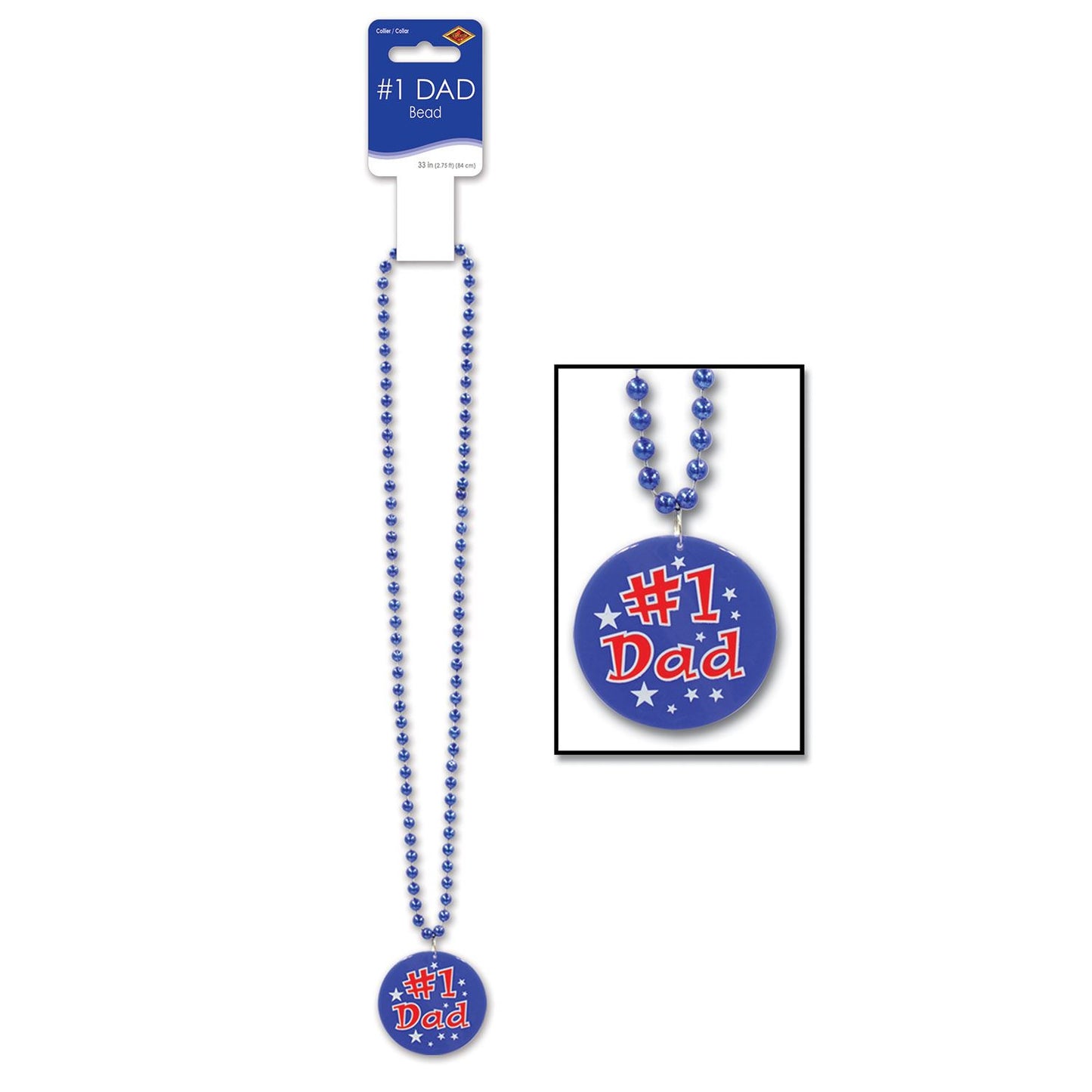 Beistle Blue Bead with Number 1 Dad Medallion - Mothers/Fathers Day | Party