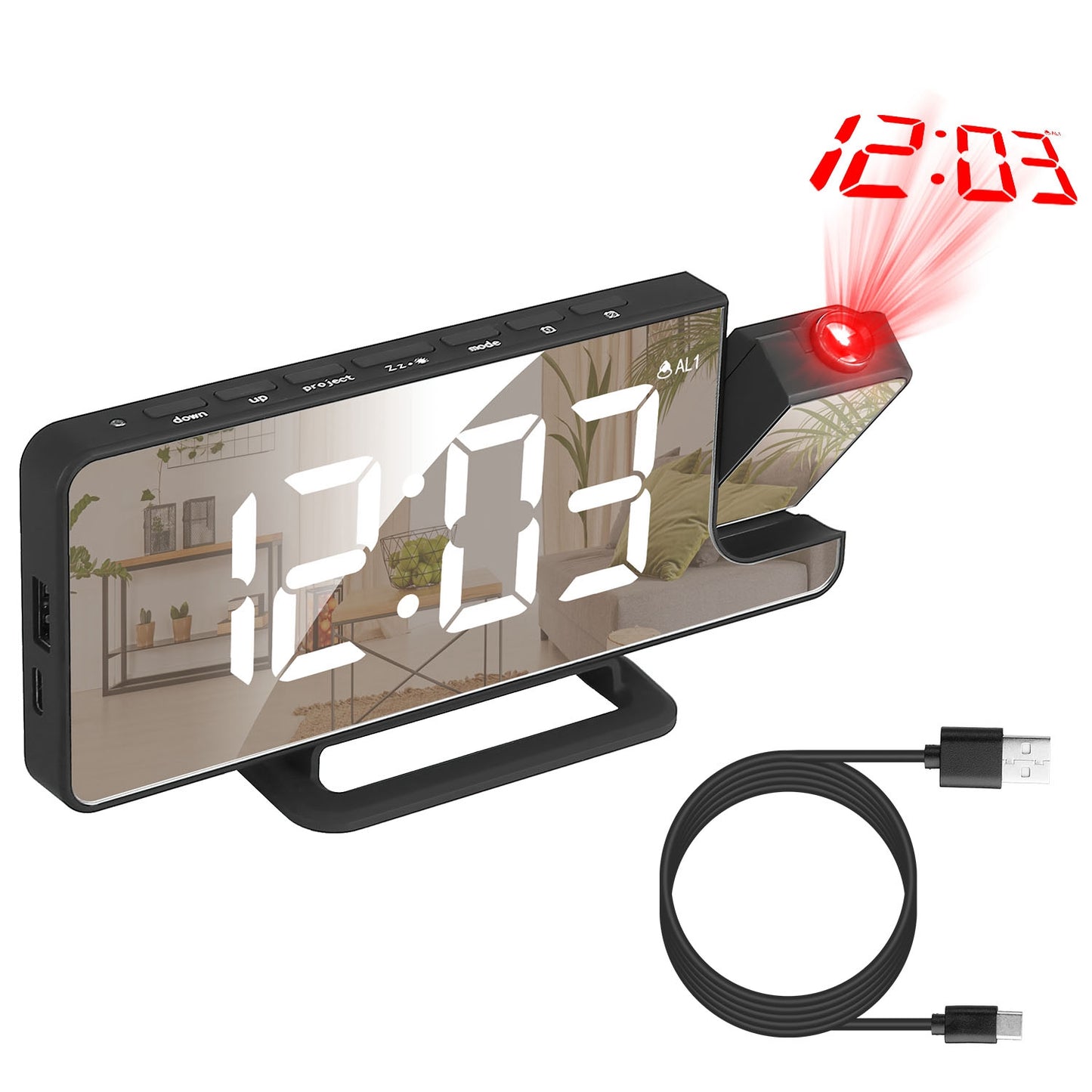 Projection Alarm Clock LED Digital Alarm Clock with Dual Alarms Snooze Function