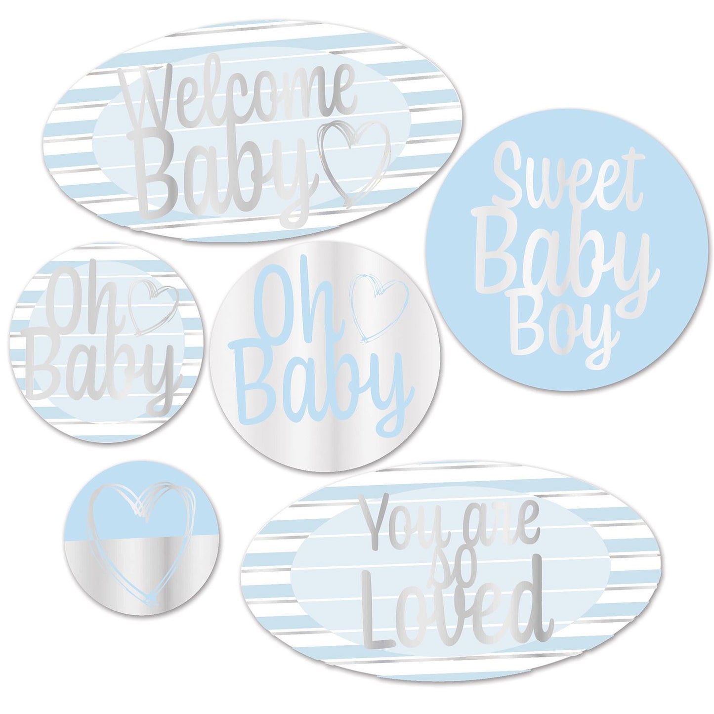 Beistle Foil Welcome Baby Cutouts - Blue - Baby Shower | Party Supply