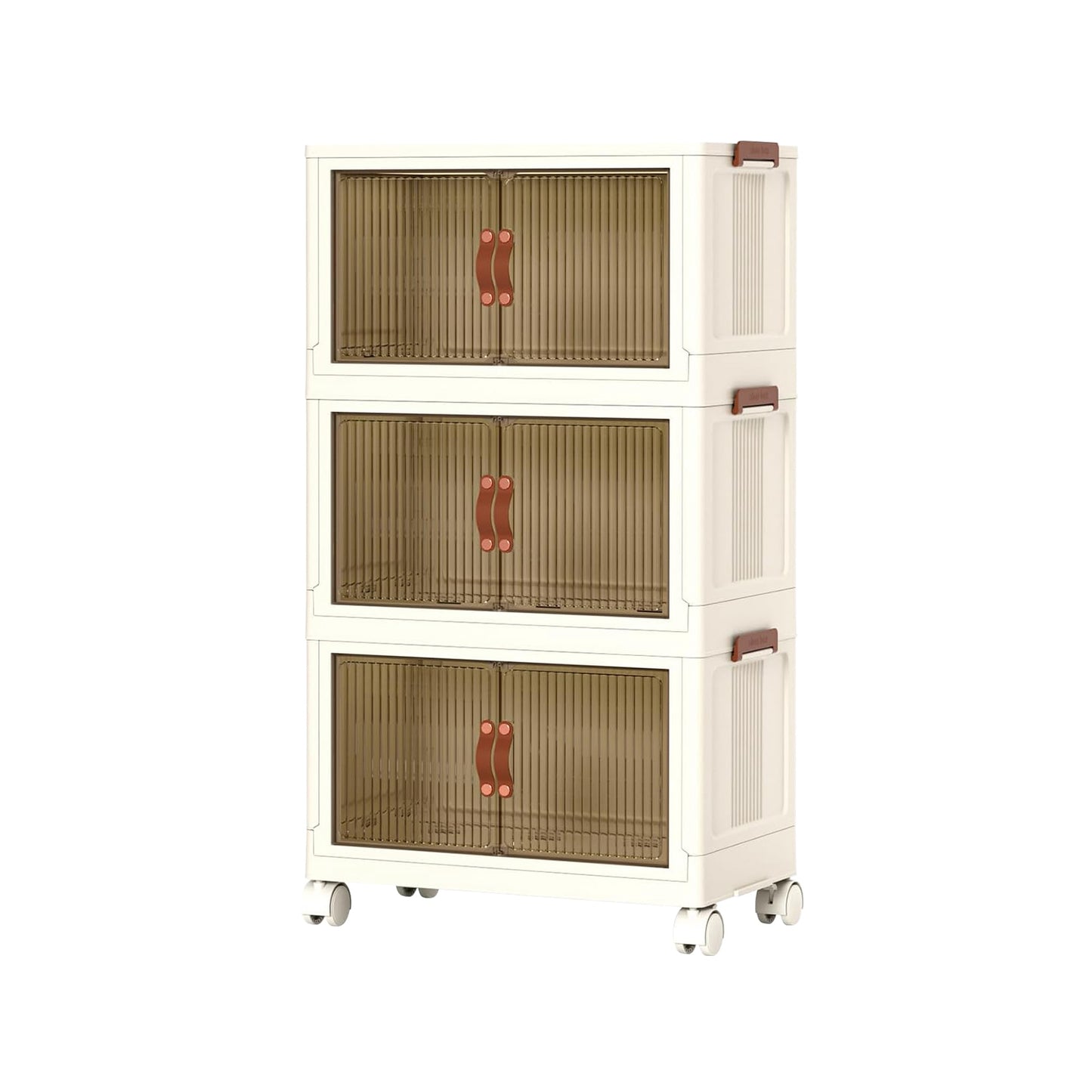 3Pcs Foldable Storage Bins with Lid Front Magnetic Door Collapsible Stackable