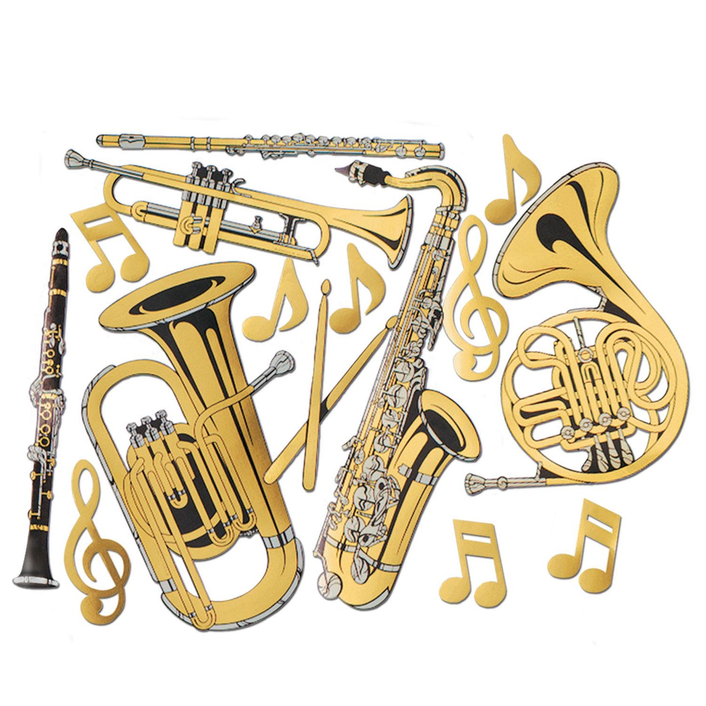 Beistle Brass Musical Instrument Cutouts - Music | Party Supply | Decoration