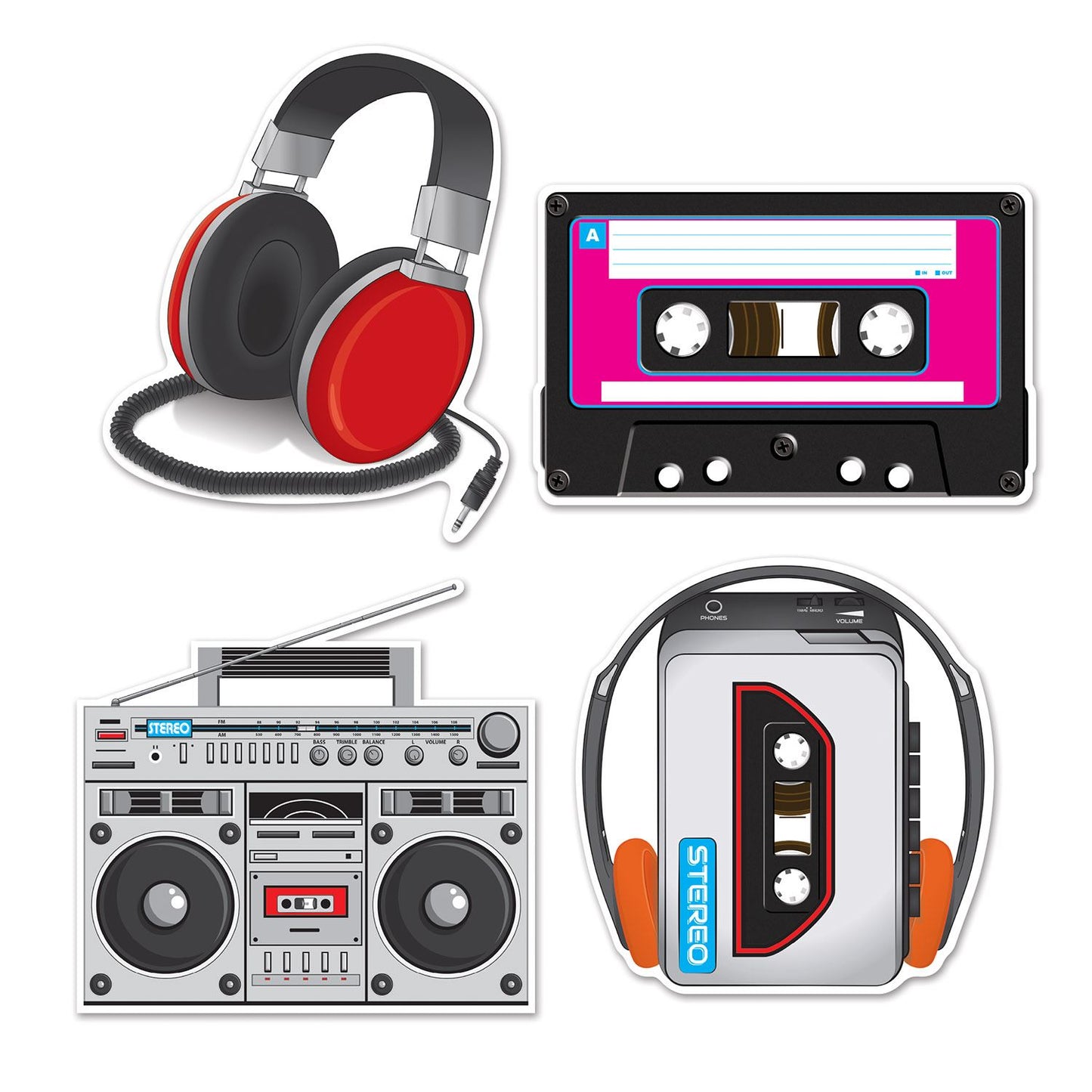 Beistle Cassette Player Cutouts - 80's | Party Supply | Decoration