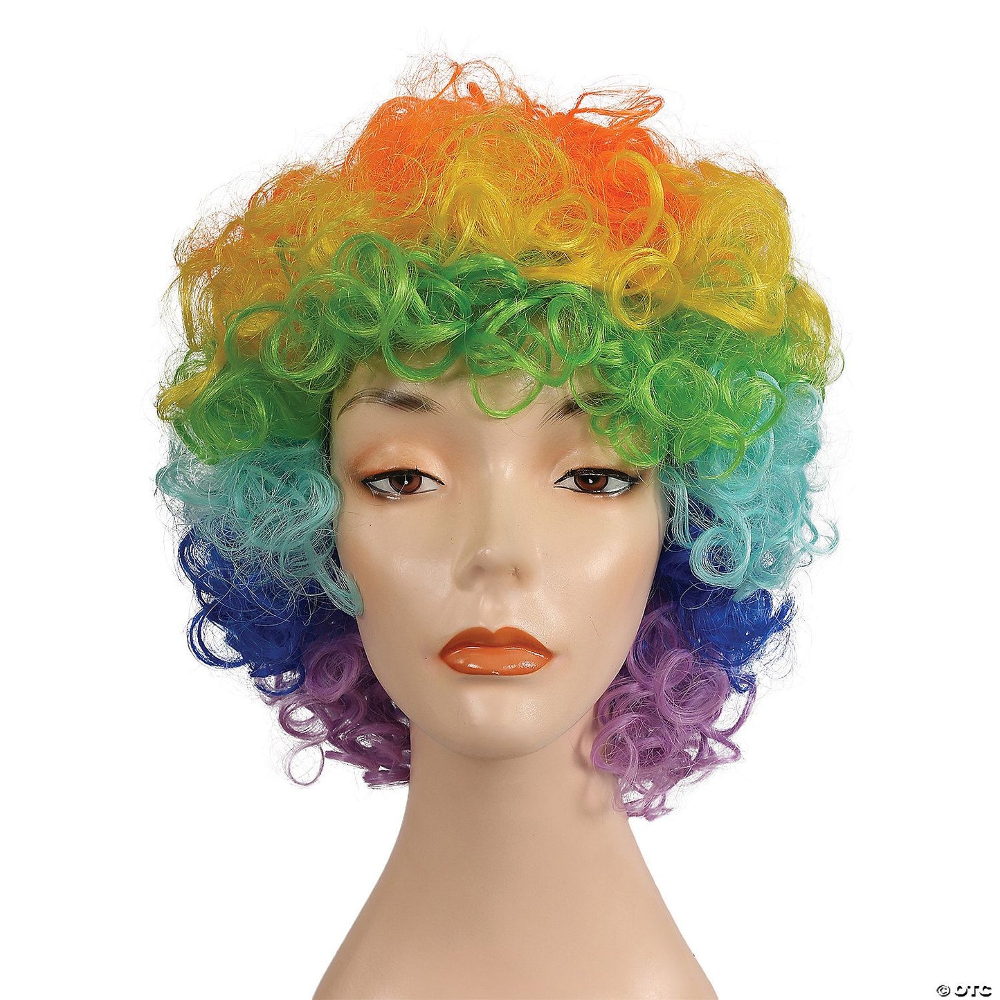 Womens Deluxe Long Curly Clown Wig | Rainbow