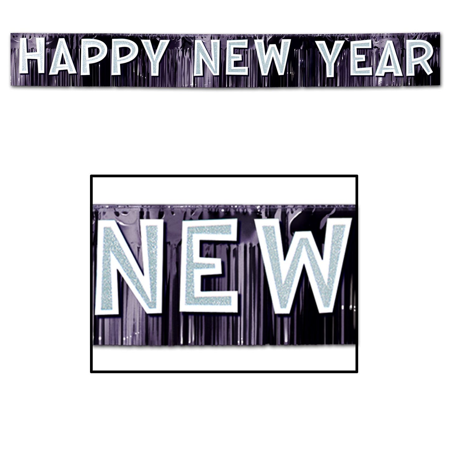 Beistle Black and White Metallic Happy New Year Banner - New Years | Party