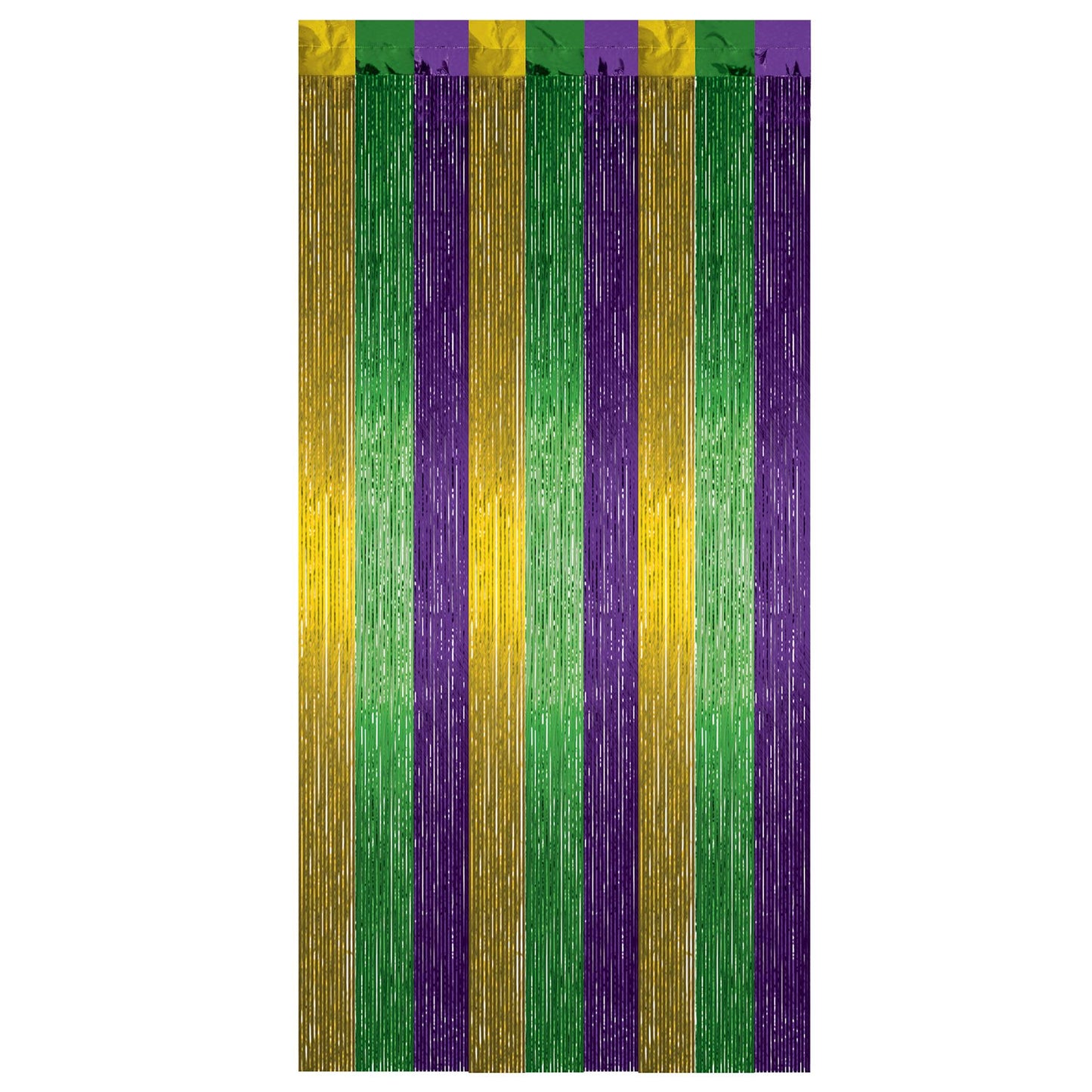 Beistle Green, Gold, and Purple 1-Ply Gleam N Curtain - Mardi Gras | Party