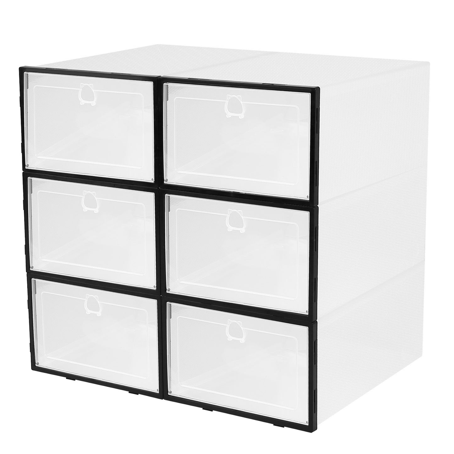 6Pcs Collapsible Shoe Box Stackable Shoe Storage Bin Transparent Dustproof PP