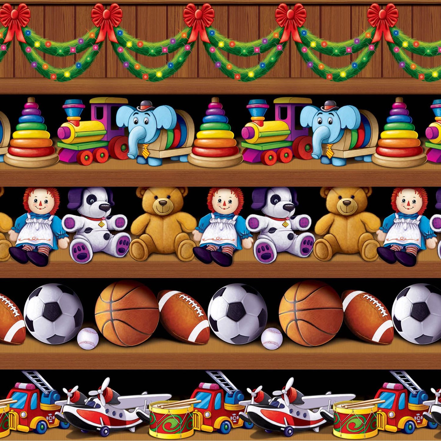 Beistle Santa's Workshop Backdrop - Christmas/Winter | Party Supply