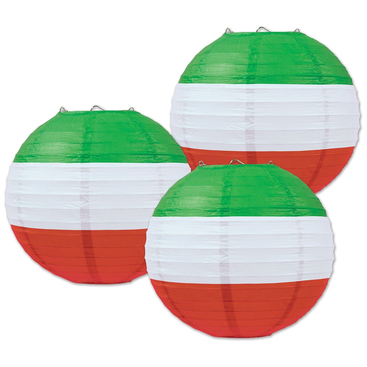 Beistle Red, White & Green Paper Lanterns - Fiesta/Cinco de Mayo | Party