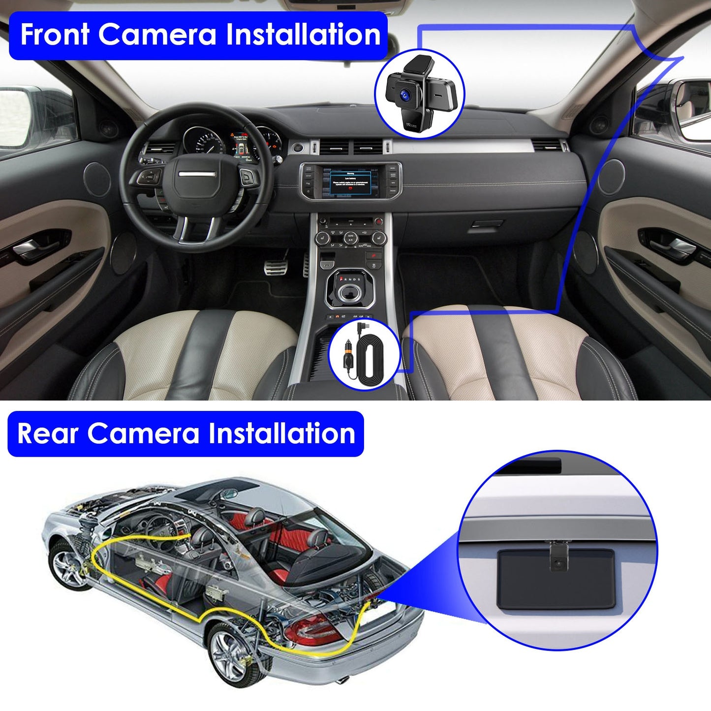 1080P FHD 3 Channel WiFi Dash Cam 170° Wide Angle Triple Car Camera With IR