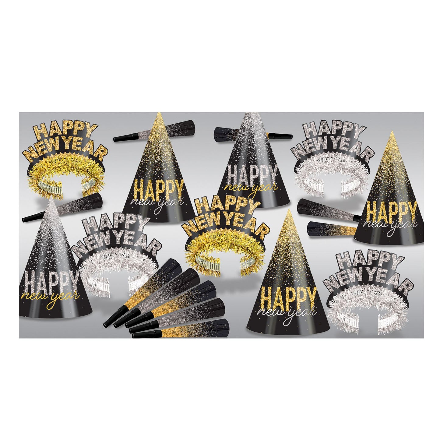 Beistle Silver & Gold Midnight Burst Assortment for 10 - New Years | Party