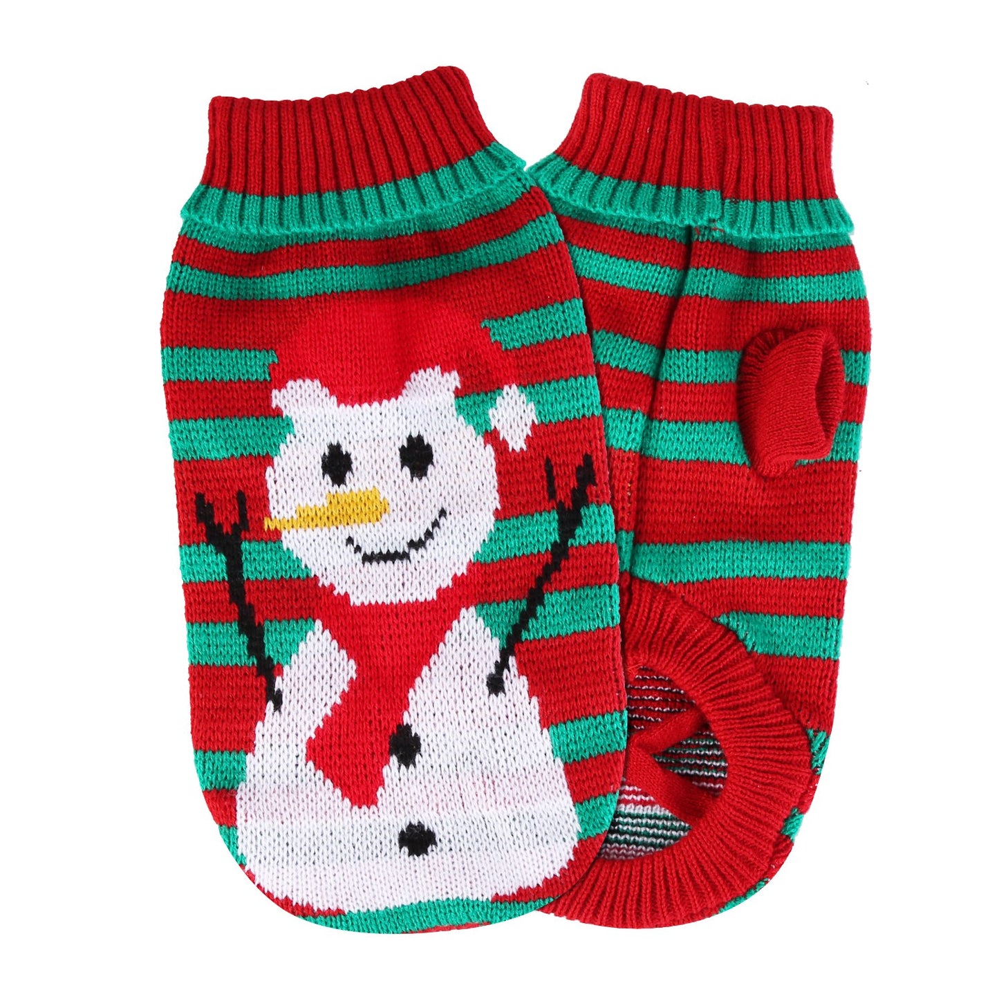 Pet Christmas Turtleneck Sweater Dog Cat Christmas Clothes Snowman Stripes 8925