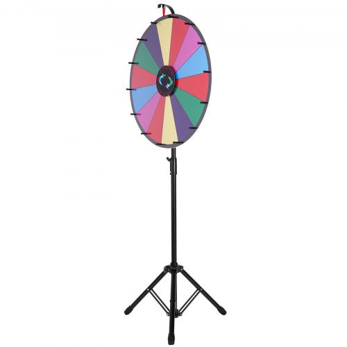 24 Inch Tabletop Color Prize Wheel with Folding Tripod Floor Stand 14 Slots
