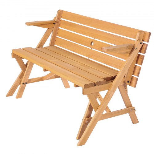 2in1 Transforming Interchangeable Picnic Table Outdoor Wooden Table and Bench