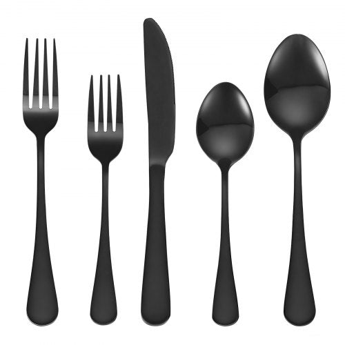 30Piece Black Silverware Set FoodGrade Stainless Steel Flatware Utensils