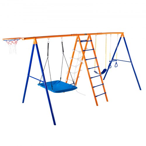 Swing Sets for Backyard 6 in 1 Swing Set with 2 Swings Trapeze Bar