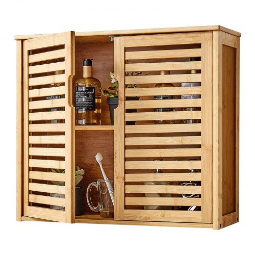 Bathroom Wall Cabinet 2 Doors and Adjustable Shelf with 3 Height Levels