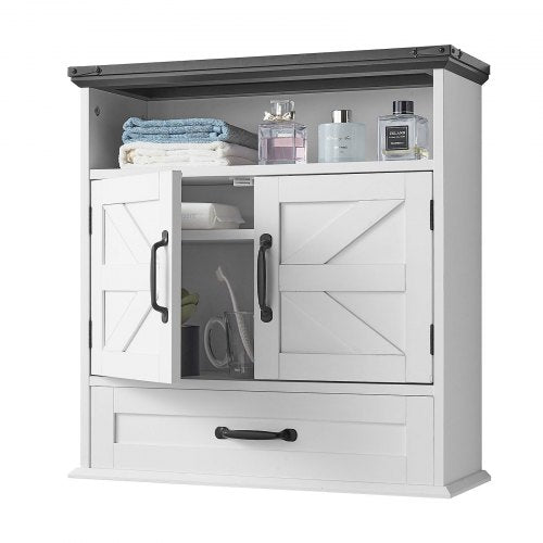 Bathroom Wall Cabinet 2 Doors Adjustable Shelf Over the Toilet Storage