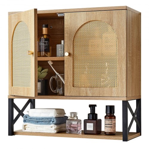 Bathroom Wall Cabinet with 2 Doors and Adjustable Shelf Over the Toilet