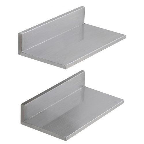 8.6 x 16 Stainless Steel Shelf Wall Mounted Floating Shelving with Backsplash