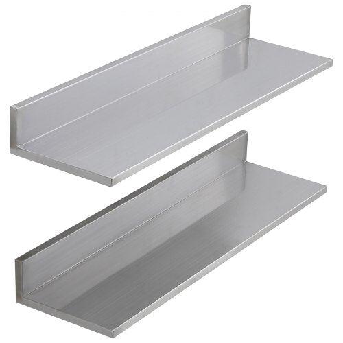 8.6 x 30 Stainless Steel Shelf Wall Mounted Floating Shelving with Backsplash