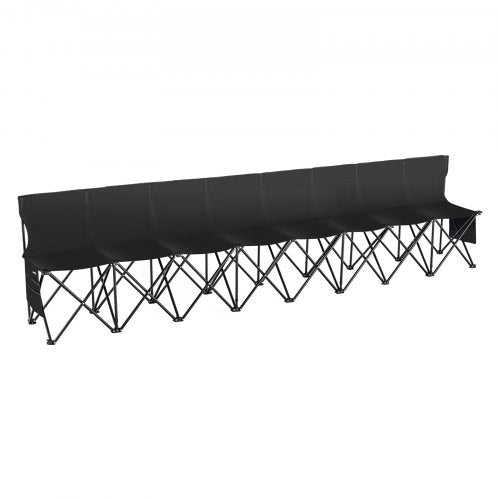 Portable Folding Bench 8 Seat Foldable Soccer Bench with Side Pockets