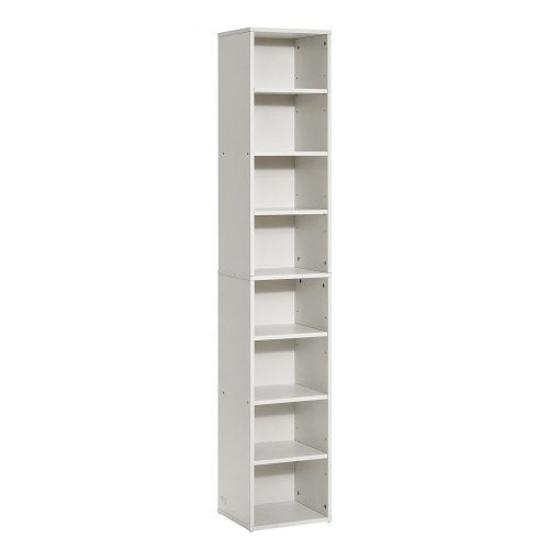 8 Tiers Narrow Bookshelf 71 in Wooden Tall Open Bookcase with HeightAdjustable