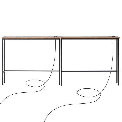 Narrow Console Table 2 Pack Behind Couch Table with Power Outlets 1Tier