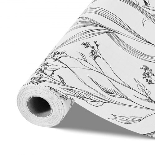 Peel and Stick Wallpaper 177 x 393.7 inch Contact Paper White Line Art