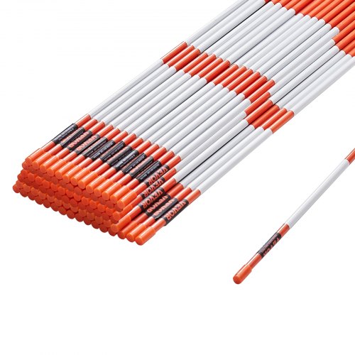Driveway Markers 100 PCS 48 inch 0.4 inch Diameter Orange Fiberglass