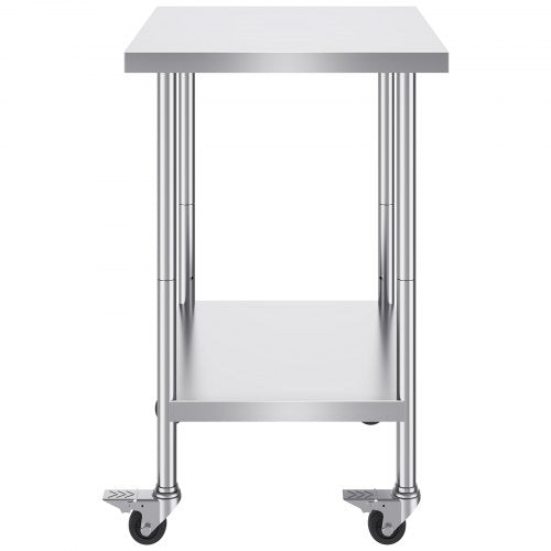 Stainless Steel Work Table 24 x 30 x 38 Inch with 4 Wheels 3 Adjustable