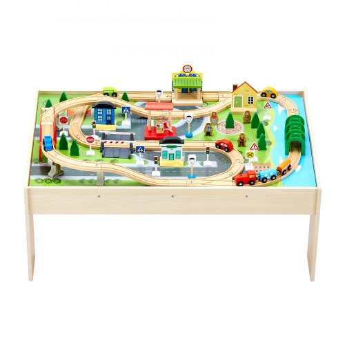 Train Table 84 Multicolor Pieces Wooden Kids Activity Table with Collapsible