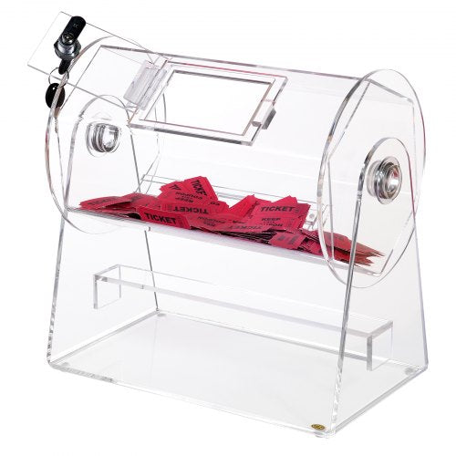 Acrylic Raffle Drum Professional Raffle Ticket Spinning Cage with 2 Keys