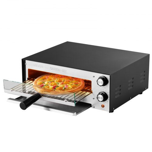 Electric Pizza Oven 12inch Countertops Pizza Ovens 572°F Max Temp 1450W
