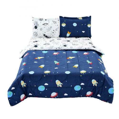 Kids Comforter Set 5 Pieces Twin Bedding Sets with 1 Comforter 1 Flat