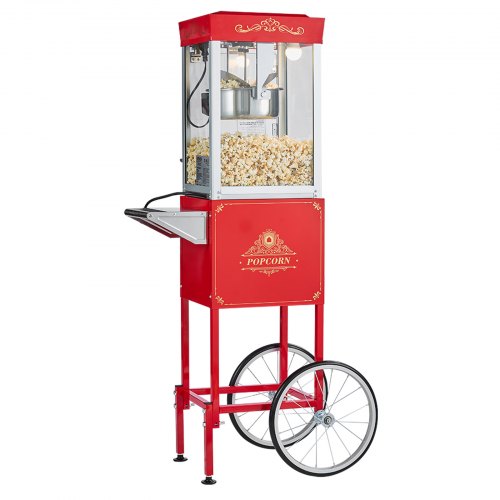 Popcorn Machine with Cart 8oz Stainless Steel Kettle 800W Commercial
