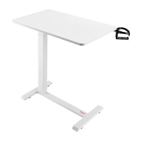 Overbed Table Mobile Bed Side Table with 4 Hidden Wheels Height Adjustable