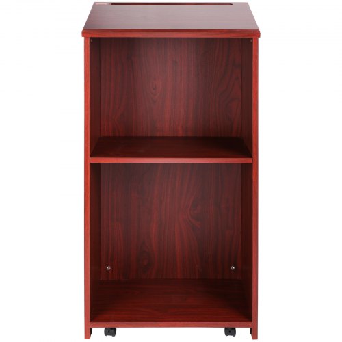 Podium Stand 47 inch Hostess Stand with 4 Rolling Wheels Wood Podium with 4