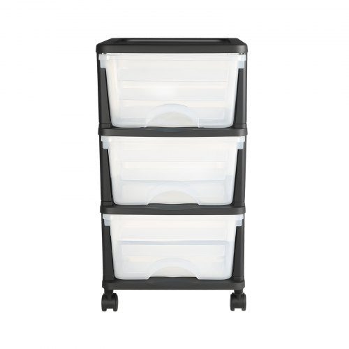 Plastic Storage Drawers Cart 3 Drawers Storage Organizer with Wheels