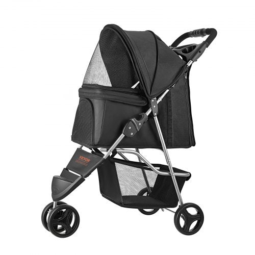 Pet Stroller 35 lbs Weight Capacity Foldable Dog Stroller Cart 3 Wheels