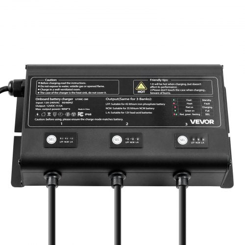 Marine Battery Charger 3Bank 5A 12V Onboard Boat Charger IP68 Waterproof