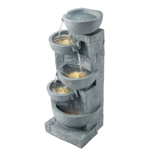 Outdoor Water Fountain 31.5 in Height Fountain and Waterfall 5Tier Floor