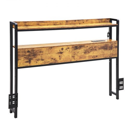 Headboard for Full Size Bed Adjustable Height Headboard with 2 Shelves