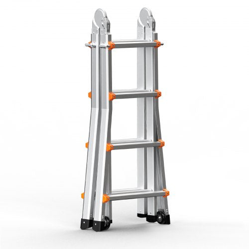 Telescoping Ladder A Frame 15.5 FT Compact Aluminum Extension Ladder