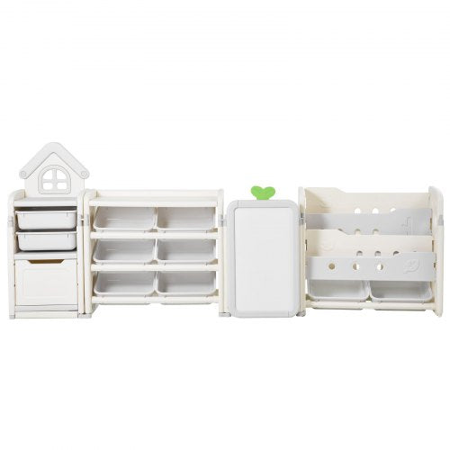 Kids Toy Storage with Bookshelf 4Tier Large Toy Storage Organizer with 10